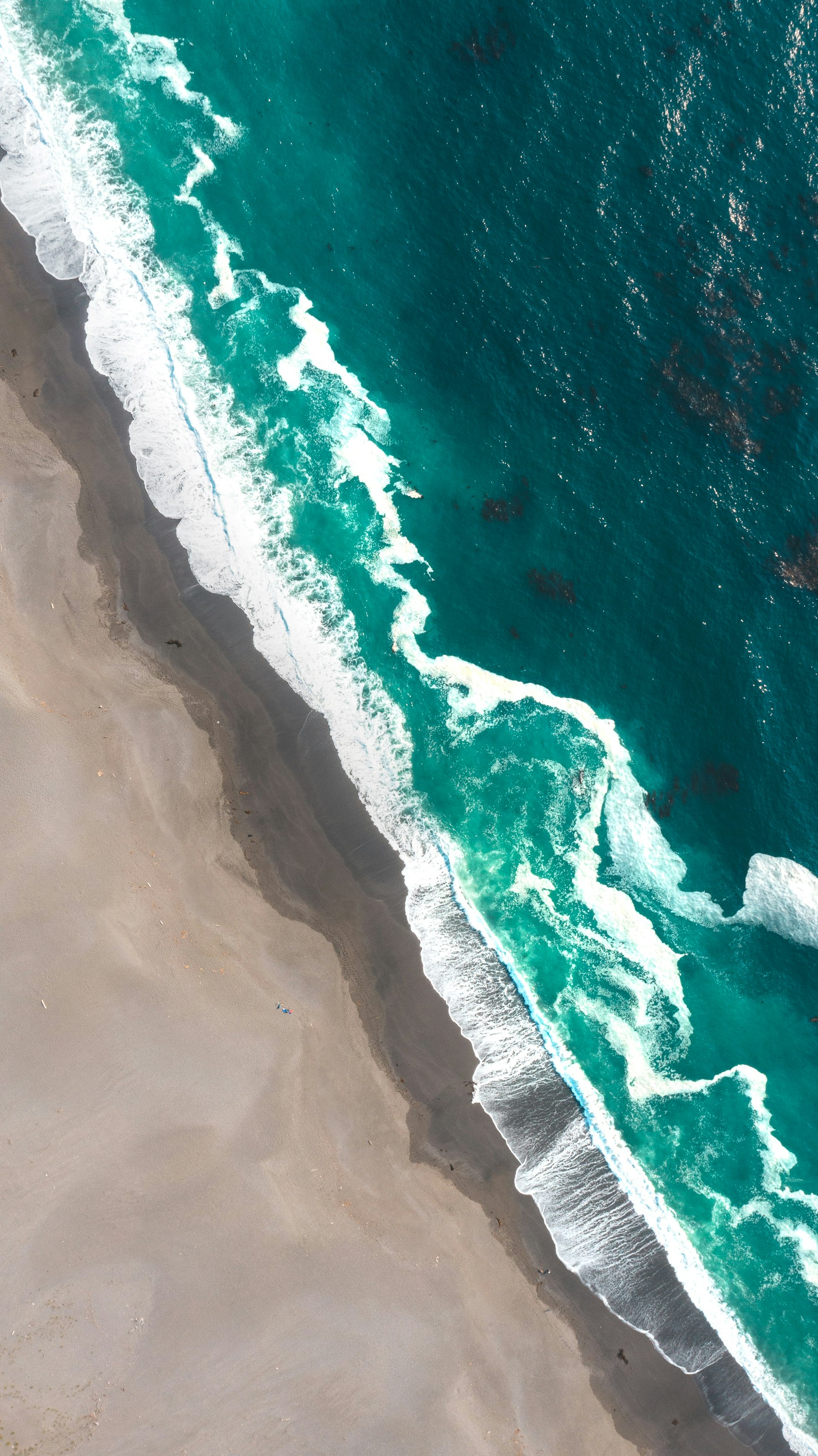 aerial view of ocean waves